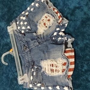 Stars and stripes blue jean cutoff shorts
